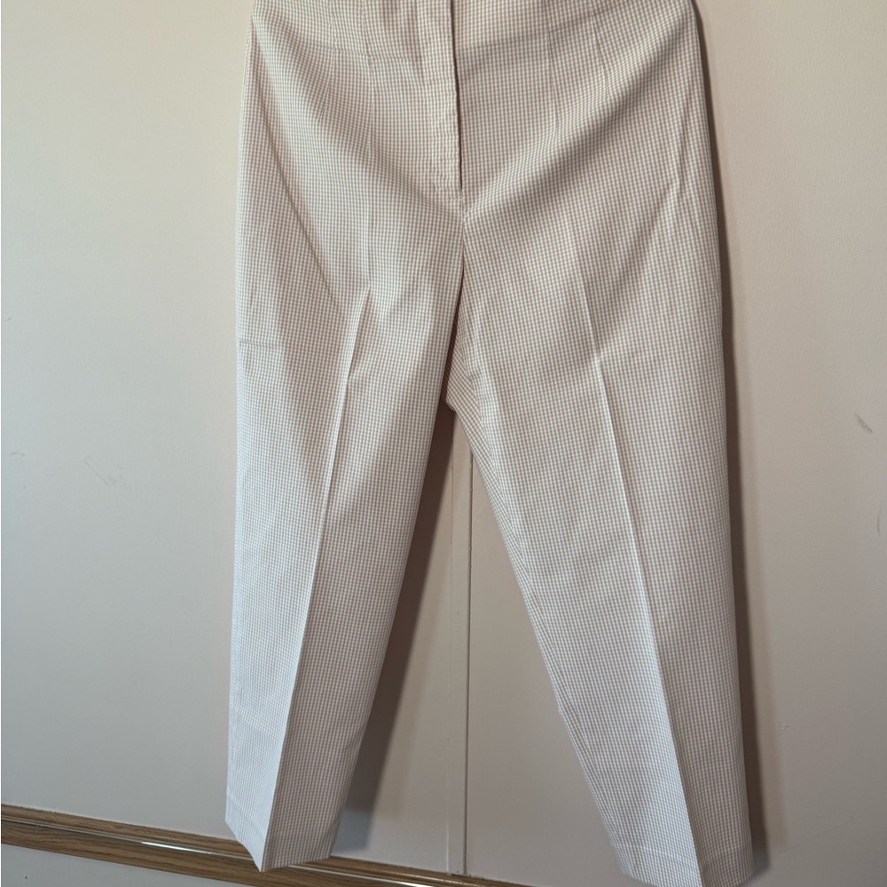 Alex Marie Cream Checkered Cropped Pants